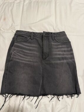 Joe's Jeans Charcoal Black Denim Mini Skirt with Frayed Hem